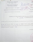 Ordre de versement des frais d'ouverture de dossier